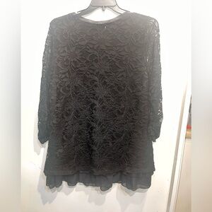 Elegant Deep Black Lace Top